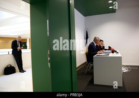 Luxembourg, Luxembourg. 1er oct 2018. L'économie française, le ministre du Commerce, des finances, Bruno Le Maire donne une conférence de presse au cours d'une réunion de l'Eurogroupe au siège de l'UE. Alexandros Michailidis/Alamy Live News Banque D'Images