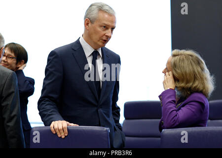 Luxembourg, Luxembourg. 1er oct 2018. La ministre française de l'économie, Bruno Le Maire arrive à assister à la réunion des ministres des finances de l'Eurogroupe au siège de l'UE. Alexandros Michailidis/Alamy Live News Banque D'Images