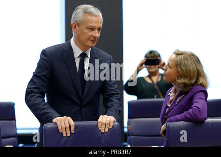 Luxembourg, Luxembourg. 1er oct 2018. La ministre française de l'économie, Bruno Le Maire arrive à assister à la réunion des ministres des finances de l'Eurogroupe au siège de l'UE. Alexandros Michailidis/Alamy Live News Banque D'Images