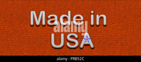 Fabriqué aux Etats-Unis dans l'icône d'un tissu orange background.Image. Banque D'Images