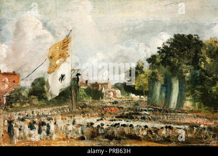 John Constable,la célébration en Orient Bergholt de paix de 1814 conclu à Paris entre la France et les puissances alliées, vers 1824 huile sur toile Banque D'Images
