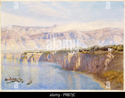 John Brett, près de Sorrento 1863 aquarelle sur papier, Birmingham Museum and Art Gallery, en Angleterre. Banque D'Images