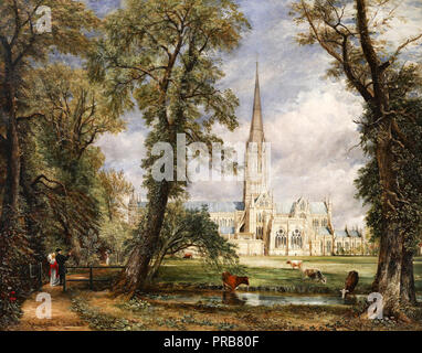 John Constable, cathédrale de Salisbury dans le jardin de l'évêque 1826 Huile sur toile, Frick Collection, New York, USA. Banque D'Images