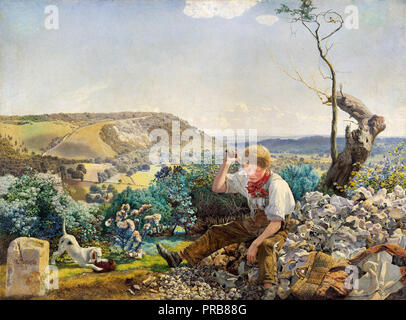 John Brett, le Stonebreaker Circa 1857-1858, huile sur toile, Walker Art Gallery, Liverpool, Angleterre. Banque D'Images