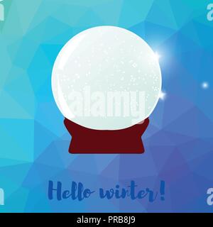 Vector illustration. Snow globe sur un fond de couleur. bonjour l'hiver Illustration de Vecteur