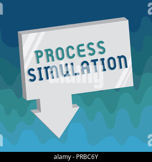 Texte de l'écriture manuscrite Simulation de processus. Signification du concept de représentation technique Fabrication de l'étude d'un système. Banque D'Images