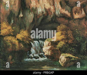 Gustave Courbet - La Source du Lison (La Grotte de la Loue avec rochers) Banque D'Images