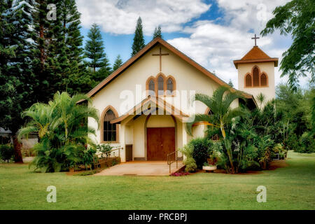 Waimea sacrés Cœurs de Jésus et Marie de l'église de la Mission. Waimea, Kauai, Hawaii. Banque D'Images