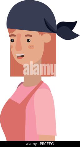 Femme avec tablier jardinier caractère avatar Illustration de Vecteur