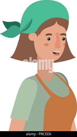Femme avec tablier jardinier caractère avatar Illustration de Vecteur