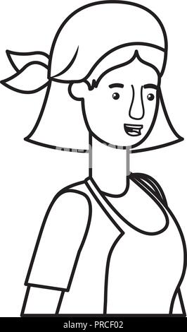 Femme avec tablier jardinier caractère avatar Illustration de Vecteur