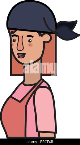 Femme avec tablier jardinier caractère avatar Illustration de Vecteur