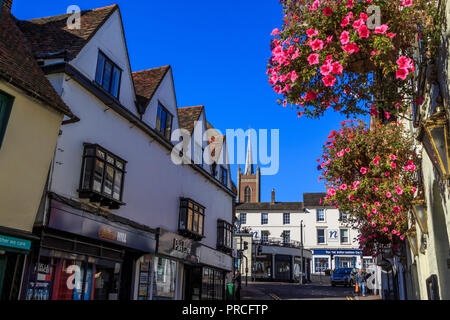 Le centre-ville de Leamington high street ,un pittoresque marché de la ville historique dans le Hertfordshire sur la rivière stort ,le sud de l'Angleterre, Royaume-Uni, Grande Bretagne, de l'Union européenne Banque D'Images