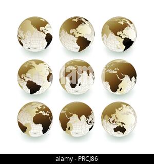 Brown globe set. Illustration design. Vecteur entièrement modifiable Illustration de Vecteur