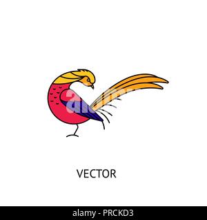 L'icône d'oiseaux faisan doré Illustration de Vecteur