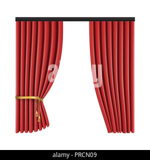 Ensemble de rideaux rouge de scène de théâtre. Illustration vecteur de maille. Illustration de Vecteur