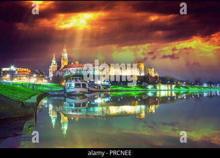 Château de Wawel à Cracovie Pologne site célèbre. Banque D'Images