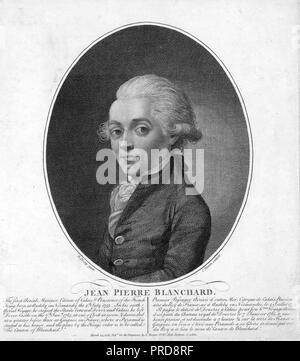 JEAN-PIERRE BLANCHARD (1753-1809) inventeur français et pionnier dans un aéronaute gravure 1785 Banque D'Images