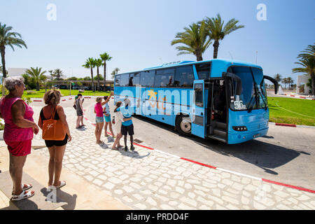 Djerba, Tunisie - 20 juin 2018 : Hôtel Seabel Aladin Djerba est situé dans une zone touristique, face à la plage sur l'île de Djerba, Tunisie. Banque D'Images