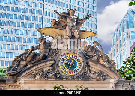 Réveil et Hercules, Mercure et Minerve sculptures, la gare Grand Central Terminal, New York City, New York, USA Banque D'Images