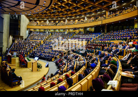 Cracovie, Pologne. 1 octobre, 2018. Une vue générale de la cérémonie d'ouverture de la 655th ouverture de l'année académique à l'Auditorium Maximum. Fondée en 1364, l'Université Jagellonne est la plus ancienne université en Pologne, la deuxième plus ancienne université d'Europe centrale, et l'une des plus anciennes universités du monde. Credit : Omar Marques/SOPA Images/ZUMA/Alamy Fil Live News Banque D'Images