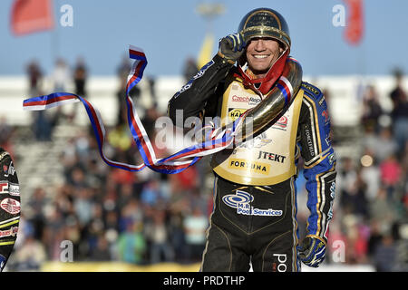 Pardubice, République tchèque. Sep 30, 2018. Jason Doyle, de l'Australie remporte la 70e casque d'or international speedway course à Pardubice, en Bohême de l'Est, la République tchèque, le dimanche, 30 Septembre, 2018. Photo : CTK Josef Vostarek/Photo/Alamy Live News Banque D'Images