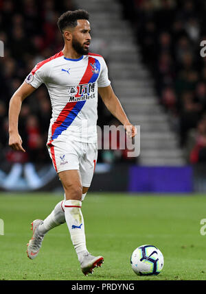 Bournemouth, Royaume-Uni. 1 octobre 2018. Andros Townsend, de Crystal Palace - AFC Bournemouth v Crystal Palace, Premier League, stade de vitalité, Bournemouth - 1er octobre 2018 UTILISATION ÉDITORIALE STRICTEMENT SEULEMENT - DataCo règles s'appliquent - Pas d'utilisation non autorisée avec l'audio, vidéo, données, listes de luminaire, club ou la Ligue de logos ou services 'live'. En ligne De-match utilisation limitée à 75 images, aucune émulation. Aucune utilisation de pari, de jeux ou d'un club ou la ligue/dvd publications. Crédit : Richard Calver/Alamy Live News Banque D'Images