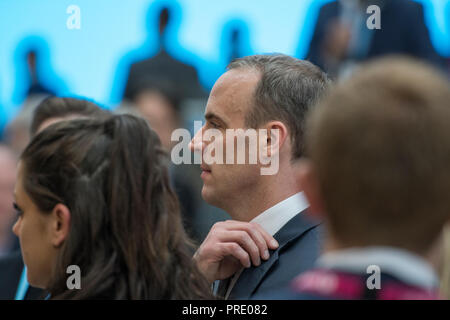 Birmingham, UK. 1 octobre, 2018. Brexit Dominic Raab Secrétaire à la conférence du parti conservateur 2018 - Jour Deux Credit : Benjamin Wareing/Alamy Live News Banque D'Images