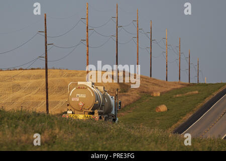 Fortuna, Dakota du Nord, USA. Sep 8, 2018. Un semi truck transporte un chargement de pétrole brut le long de la route 5 Dakota du Nord, à l'Est de Fortuna, N.D. Credit : Bayne Stanley/ZUMA/Alamy Fil Live News Banque D'Images