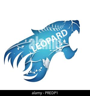 La direction générale de papier de dessin animé. Illustration de Leopard. Illustration de Vecteur