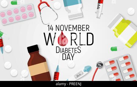 14 novembre. Arrière-plan de sensibilisation de la journée mondiale du diabète. vecteur Illutration Illustration de Vecteur