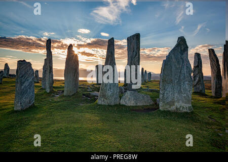 Soirée d'automne à la Stone Circle à Callanish, Isle Of Lewis, Western Isles, îles Hébrides, Ecosse, Royaume-Uni Banque D'Images