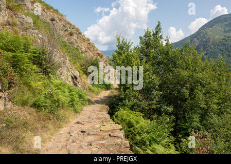 Route à travers la montagne dans la vallée d'Aran, Espagne Banque D'Images