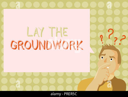 La main conceptuel montrant jeter les bases. Photo d'entreprise présentant la préparation de la base ou la Fondation pour quelque chose. Banque D'Images