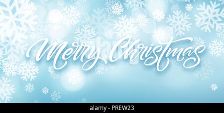 Joyeux Noël lettrage dessiné à la main dans des flocons de frame Illustration de Vecteur