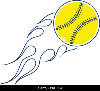 Fire ball Baseball icône. Fine ligne design. Vector illustration. Illustration de Vecteur