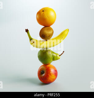 Les fruits, bananes, orange et apple rendu 3d illustration Banque D'Images