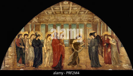 Burne-Jones Edward Coley - Cupidon et Psyché, Psyché entrant dans le Portal de l'Olympe (Palace Green murales) Banque D'Images