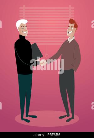 Deux jeunes hommes d'une poignée de main. Cartoon vector Illustration de Vecteur