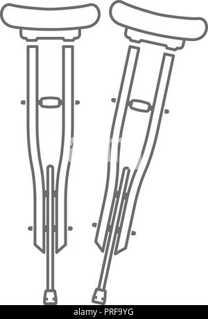 Béquilles en bois style du contour, icône Illustration de Vecteur