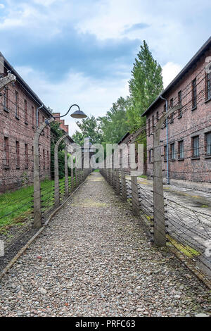 Caserne du prisonnier à Auschwitz camp de concentration et d'extermination construits et exploités par l'Allemagne nazie en Pologne occupée par le Troisième Reich Banque D'Images