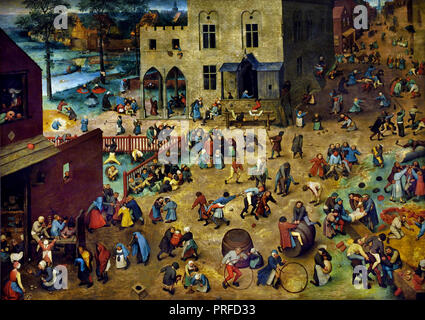 Jeux d'enfants 1560 Pieter Bruegel (aussi Brueghel) l'ancien ( 1525-1530 -1569) était la plus importante de l'artiste peintre hollandais et flamand, Belgique, belge, néerlandais, les Pays-Bas. Banque D'Images