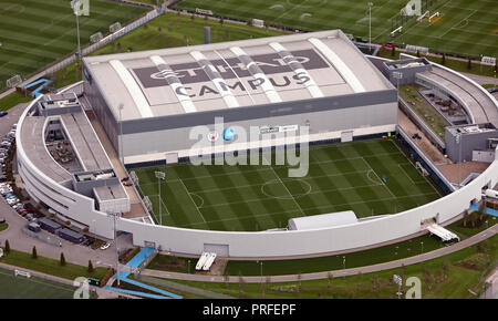 Vue aérienne du Manchester City FC, CFA - 1er centre de l'équipe, une partie de la Campus Etihad Banque D'Images