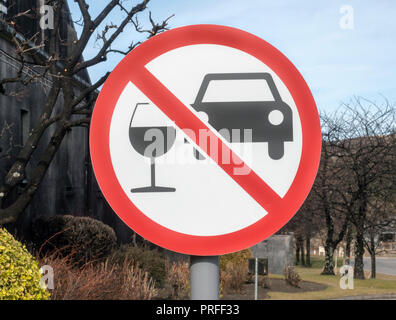 'Ne pas boire et conduire le trafic routier" Avertissement, Ecosse, Royaume-Uni. Banque D'Images