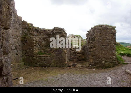 Vue de près des ruines du château médiéval, dans le comté de Carlow, Irlande (Rocher de Dunamase) Banque D'Images