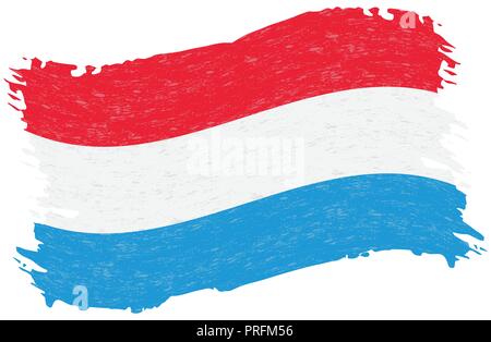 Drapeau du Luxembourg, Abstract Grunge Brush Stroke isolé sur un fond blanc. Vector Illustration. Illustration de Vecteur