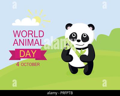 Octobre jour animal fond concept, style plat Illustration de Vecteur