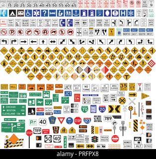 La signalisation routière et les symboles mis Illustration de Vecteur