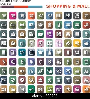 Shopping Mall icons set avec ombre portée de l'isolé, vector illustration Illustration de Vecteur