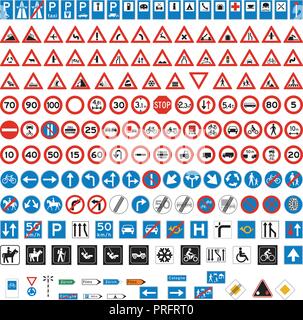 La signalisation routière et les symboles mis Illustration de Vecteur